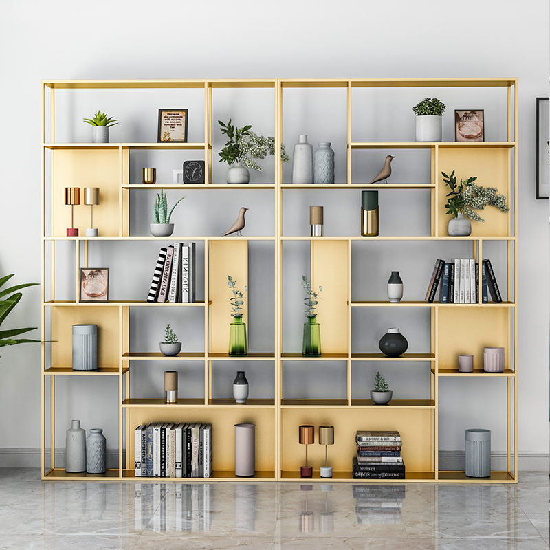living room wooden furniture bookcase bookshelf display cabinets book storage with metal frame