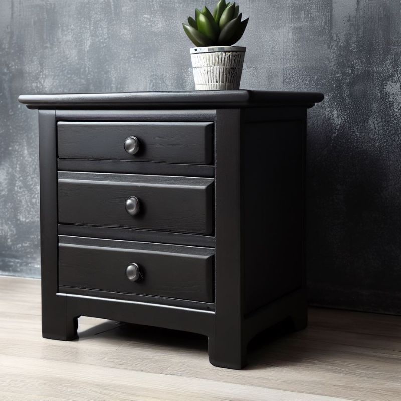 solid wood black 3 drawers night stand (2)800x800